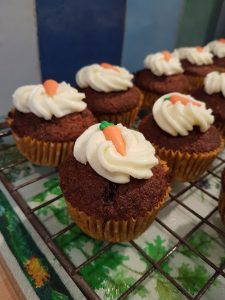 Carrot cake cupcakes, a portion of fruit in every one